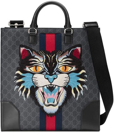 gucci bag with dog design|Gucci tote with cat.